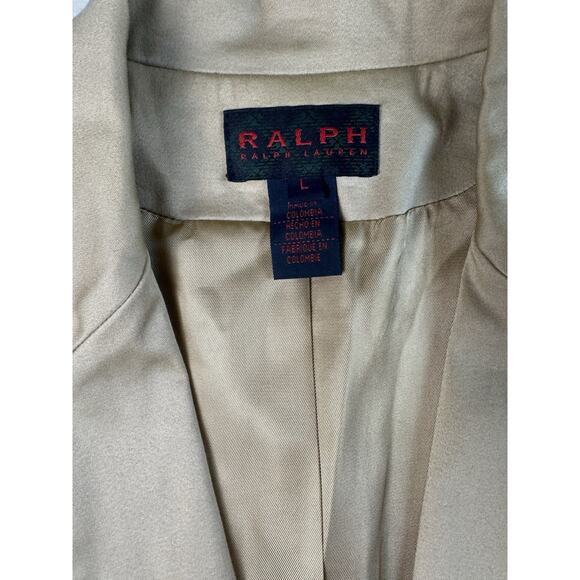 Vtg Ralph Ralph Lauren Tan Khaki Equestrian Jacket Blazer Large Women’s Office - Picture 3 of 4